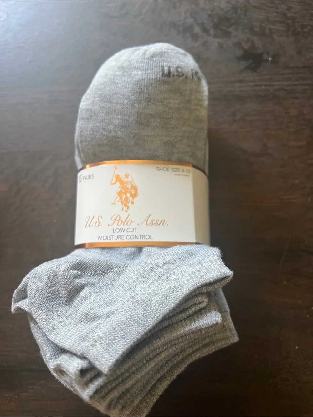 U.S. Polo Assn. Low-Cut Gray & White Athletic Socks - 10 Pairs Size 4-10